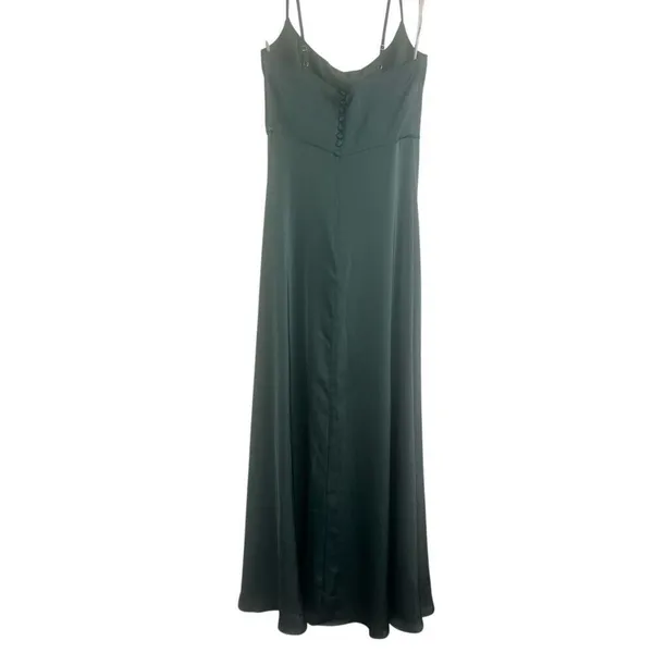 ✨Azazie Halsey Stretch Sea Moss A-Line Side Slit Stretch Satin Sz A8 Dress✨ - Image 8