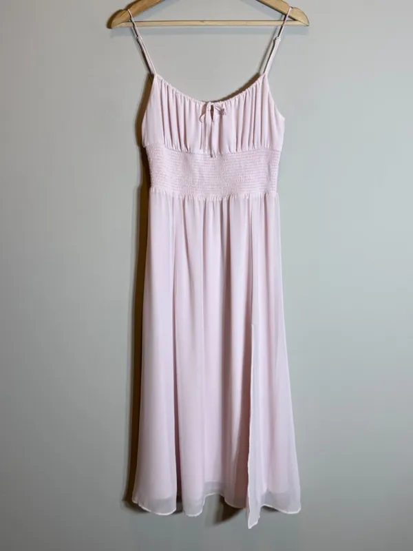 Aritzia Wilfred Genoa Midi Dress Women's Medium Baby Pink Chiffon Formal Wedding - Image 6