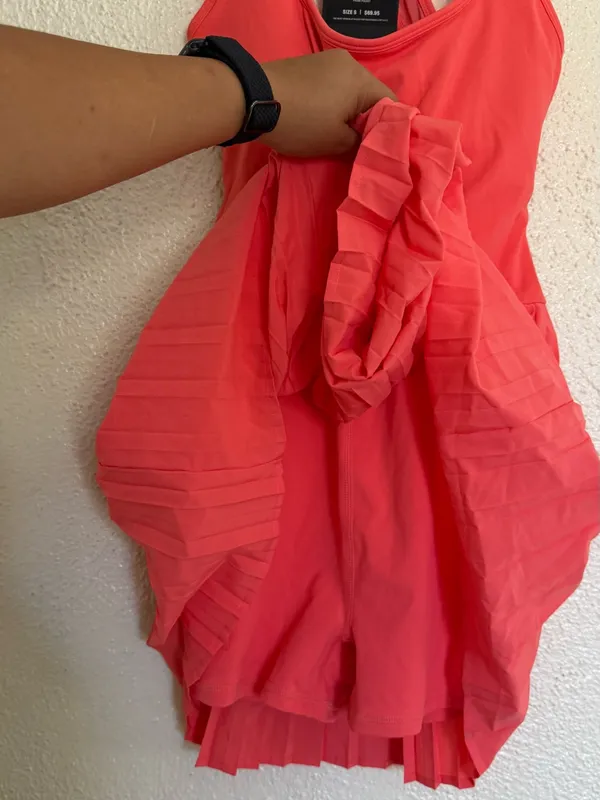 Fabletics Hot Shot Pleated Dress Classic Coral Pink Mini Dress W/ shorts size S - Image 12