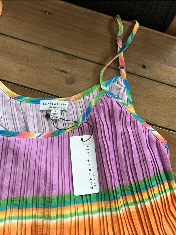 NWT Current Air Pleated Colorblock Maxi Dress L - Image 6