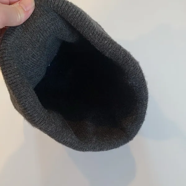 Dark Gray Knit Beanie Winter Hat with House Logo Men’s or Women’s - Image 3