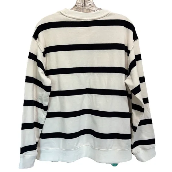 H&M Striped Oversized Knit Sweater Size M Long Sleeve Black/White Crew‎ EUC - Image 4
