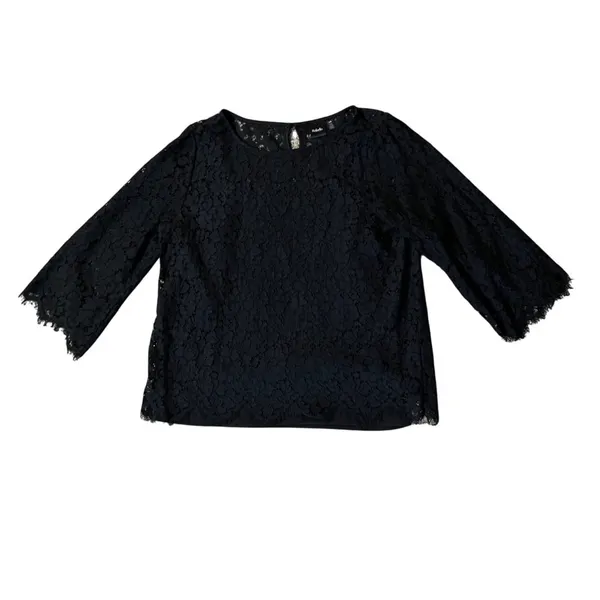 Rafaella Blouse Womens L Used Black Floral Lace Attached Cami - Image 12