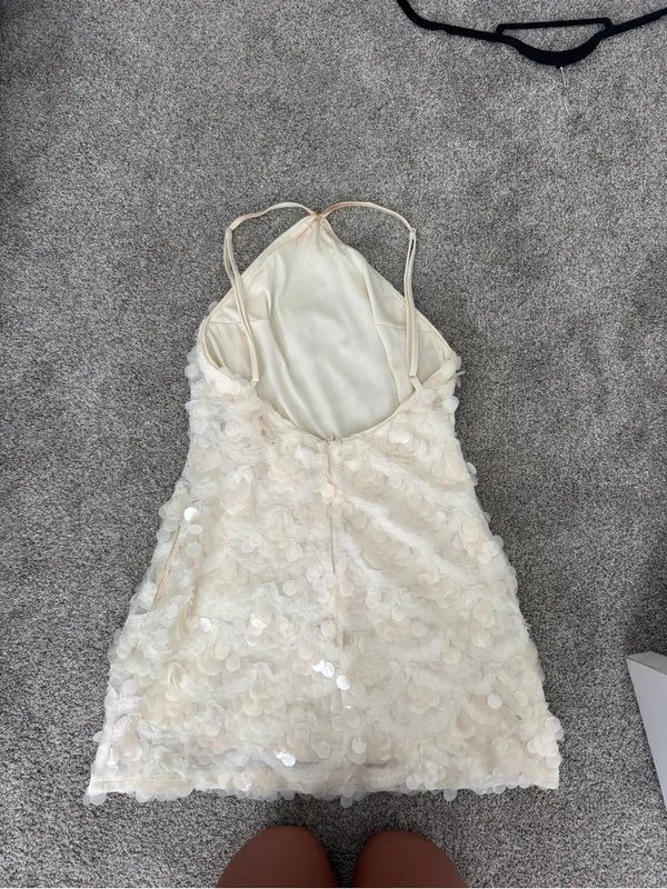 SheIn Ivory Sequin Mini Dress - Image 2
