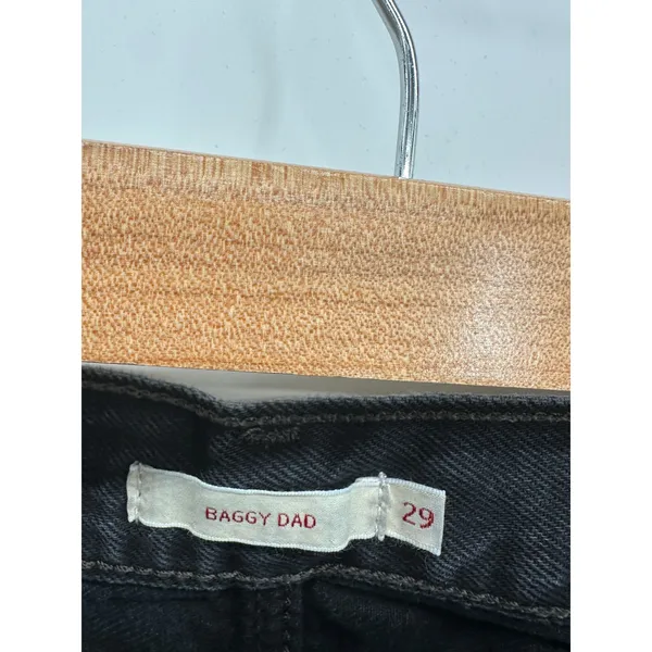 Levis Baggy Dad Jeans Womens 29 Washed Black Distressed Raw Hem A3494-0018 - Image 6