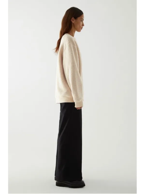 COS Sweatshirt Women Medium Sherpa Fleece Teddy Pullover Oversized Crewneck - Image 3