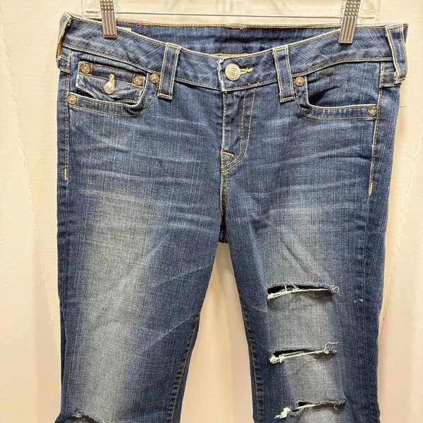 True Religion Becky Vintage Y2K Flare Jeans Size 32 Distressed Low Rise - Image 6