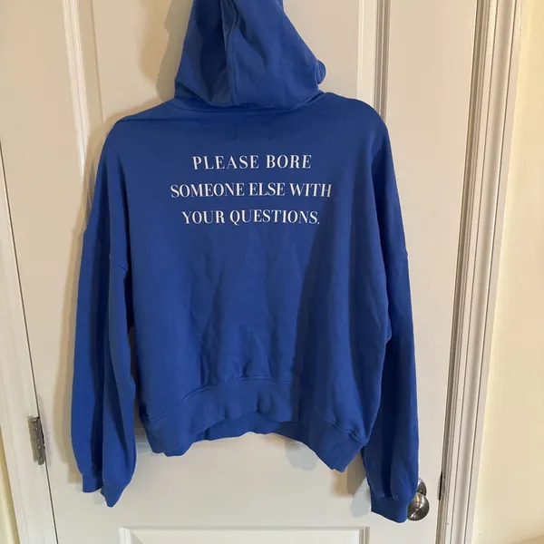 Old Navy x The Devil Wears Prada SoComfy Oversized Blue Pullover Hoodie Medium - Image 3