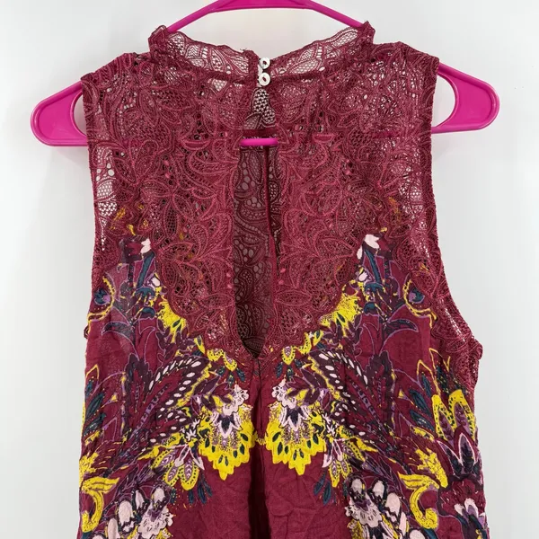 Free People Intimately Dress SZ Medium Marsha Lace Slip NWT Wine Floral Boho - Image 10