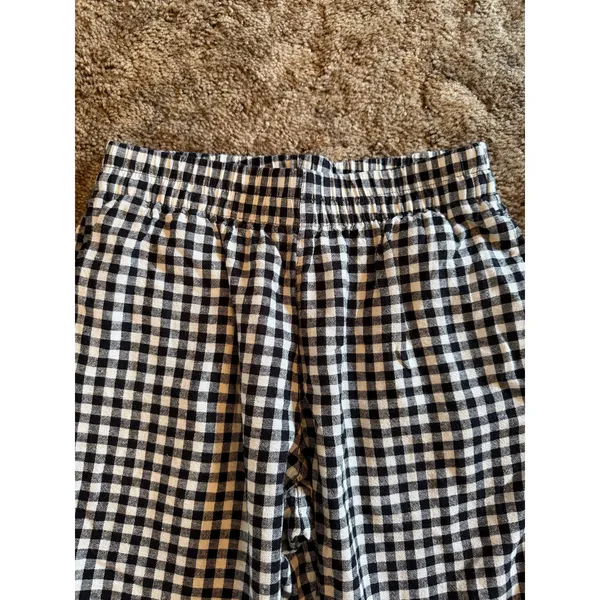 Old Navy Linen-Blend Straight-Leg Gingham Pants Black White Cropped - Image 2