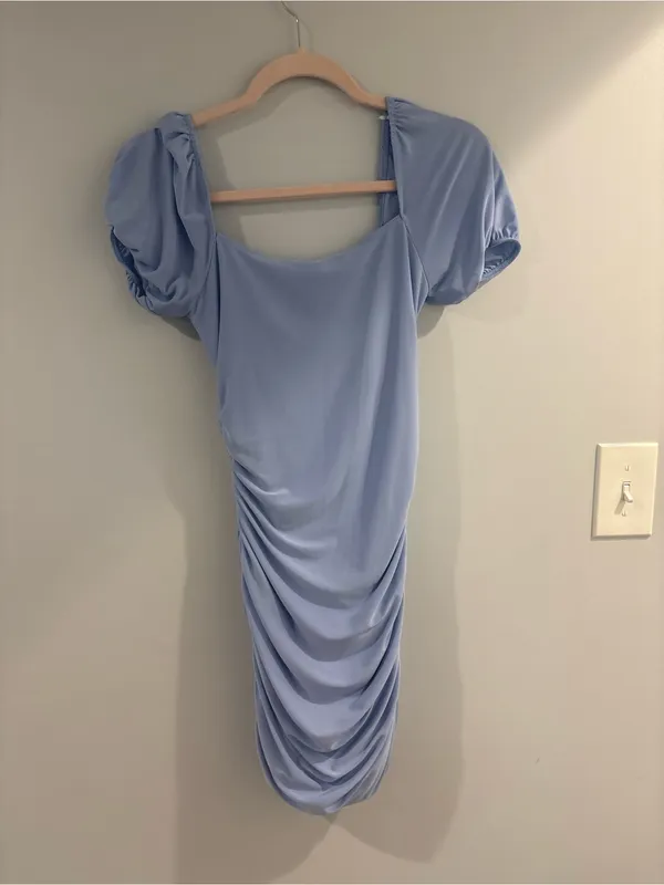 Windsor Periwinkle Ruched Puff-Sleeve Mini Dress - Image 2