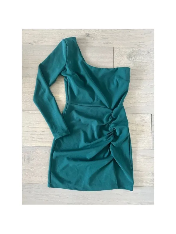 Windsor Teal Green One Shoulder Mini Dress XS - Image 3