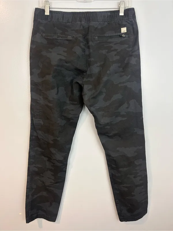 Vuori Ripstop Black/Grey Camo Climber Zipper Drawstring Pants Size Medium - Image 5