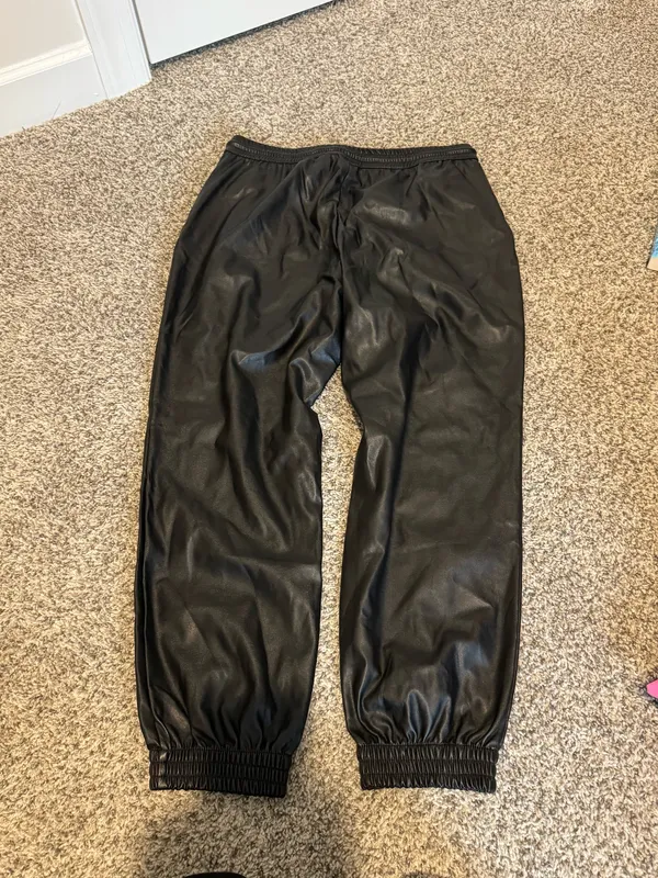A New Day Faux Leather Joggers Black - Image 2