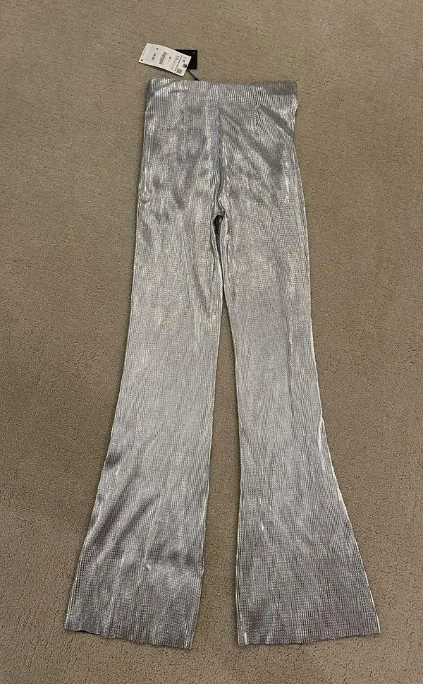 ZARA Metallic Flared Pants - Image 3