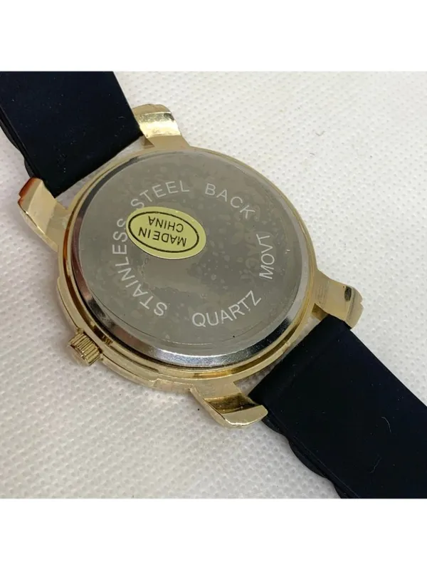 Gold tone Elephant dial women watch rhinestones 43mm quartz black band running - Image 5