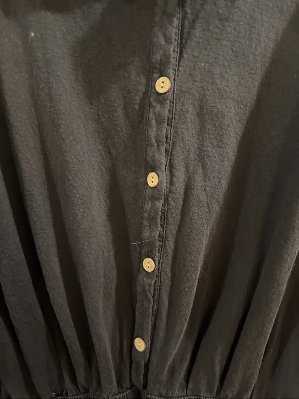 Free People Black Smocked Hem Button Front Dress - Image 2