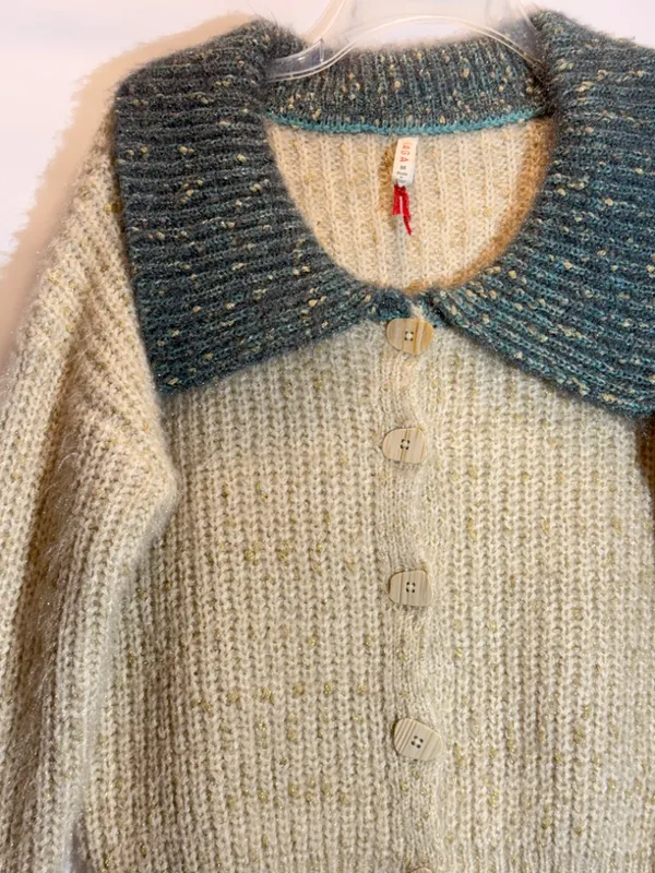 Raga Dorothy Textured Button Front Boho Cardigan Sweater Anthropologie M - Image 5