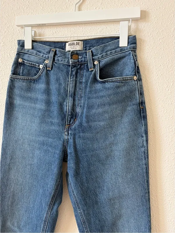 Agolde Vintage High Rise Flare Medium Wash Size 25 Cotton Retro Bohemian Denim - Image 3
