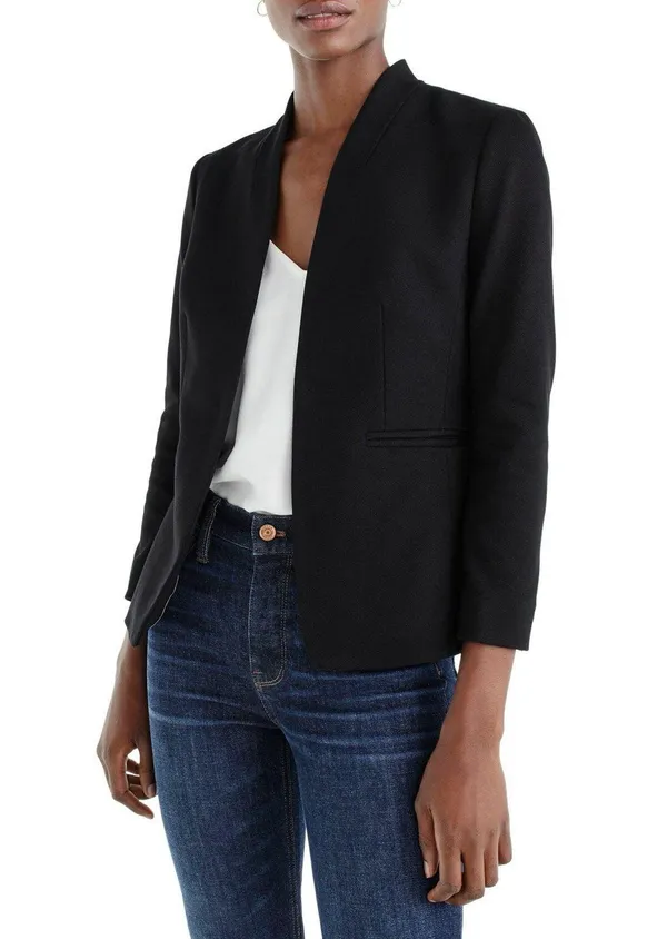 J CREW Going Out Blazer In Stretch Twill Black Size 4 - Image 2