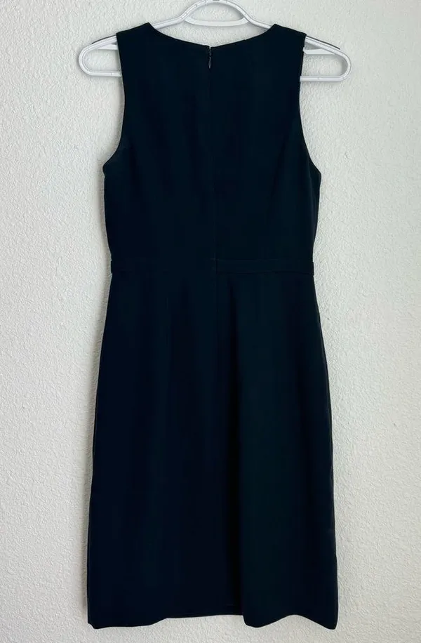 J. Crew Dress Womens Size 0 Navy Blue V Neck Scallop Crepe Wrap Surplice Sheath - Image 9