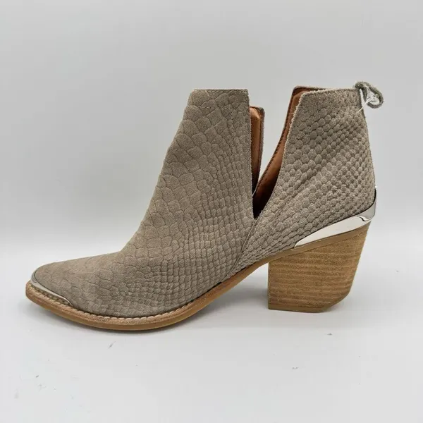 Jeffrey Campbell Cromwell Gray Snake Suede‎ Leather Ankle Boots Bootie Size 8.5 - Image 6