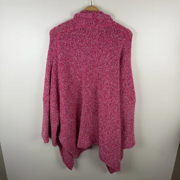 Free People Slouchy BFF Cardigan Large Pink Prickly Pear Oversized Boucle Knit - Image 6