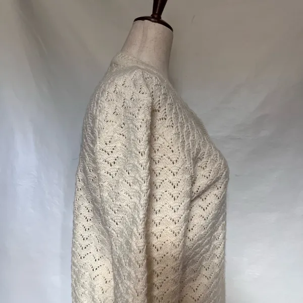 Vtg 60s Pointelle Knit Cardigan Women Sz S Cottagecore Coquette Wintuk Scallop - Image 8