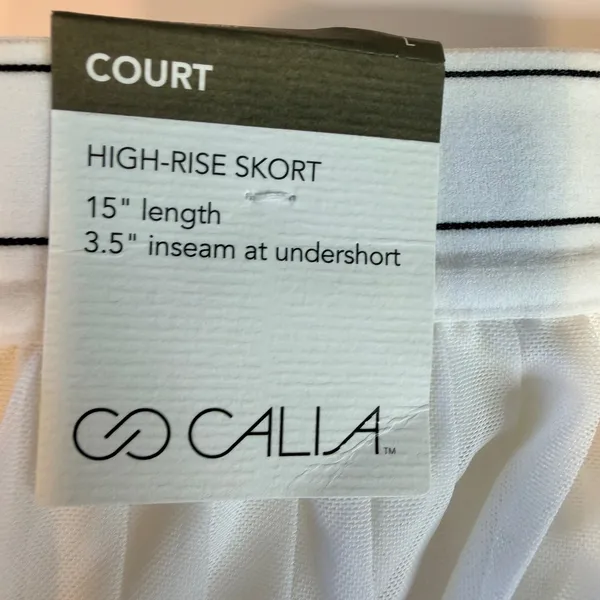 CALIA Court Collection High-Rise Pleated Mesh Skort White Women's Regular Size L - Image 3