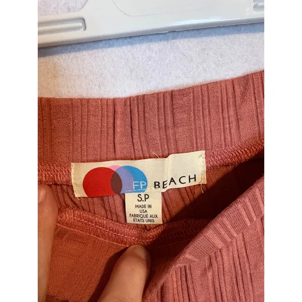 Free People FP Beach Ribbed Wide Leg Pants Terracotta Rust‎ Small Made in USA - Image 6