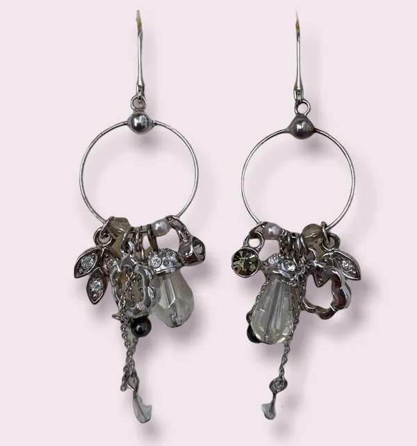 Adrian Buckley NIB England Jewellery Silver Multi-Charm Dangle Earrings - Image 2
