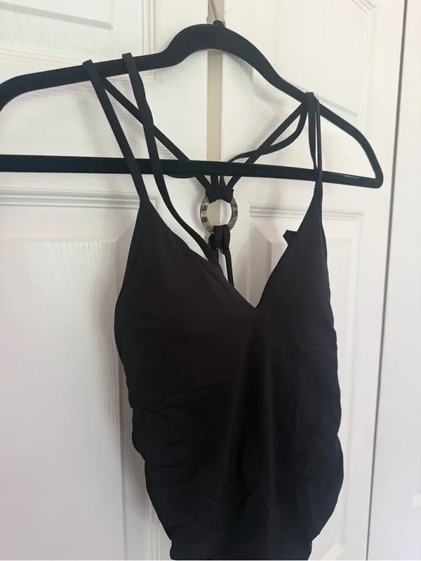 NWOT Seafolly Active Multi Rouleau One-Piece Black Criss Cross 8 Black Swimsuit - Image 5