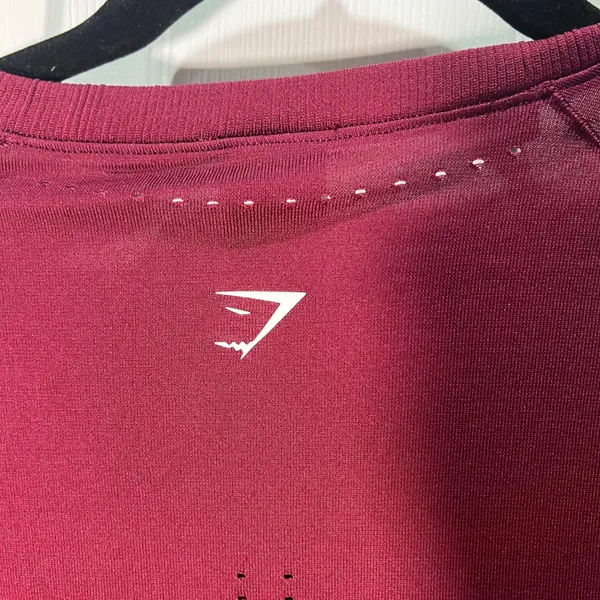 Gymshark Burgundy Red Sweat Seamless Long Sleeve Crop Top XLL Plum Pink Workout - Image 4