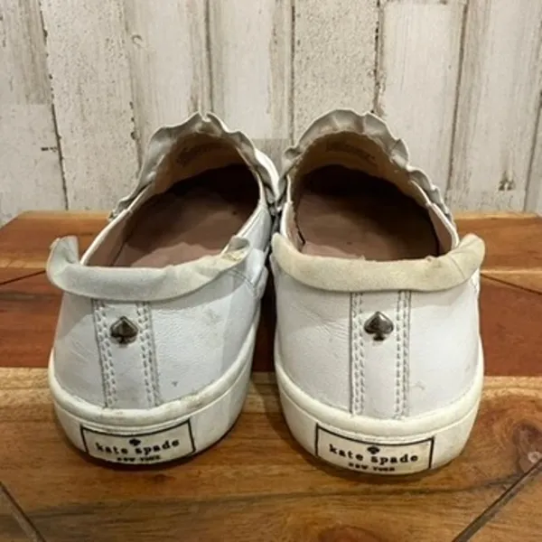 Kate Spade‎ Women's Lillie White Ruffle Slip-On Sneakers Size 6.5 Casual Flats - Image 5