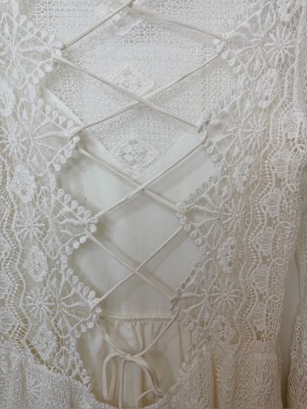 Jen's Pirate Booty Everlasting Backless White Lace Mini Dress - Image 4