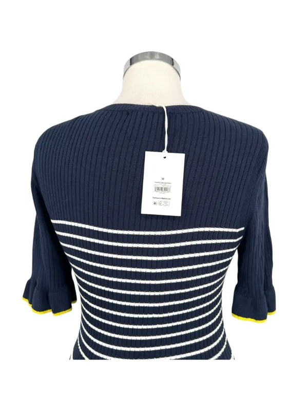 Free Assembly Nautical Striped Ribbed Knit Dress Blue White Size Medium NWT - Image 6