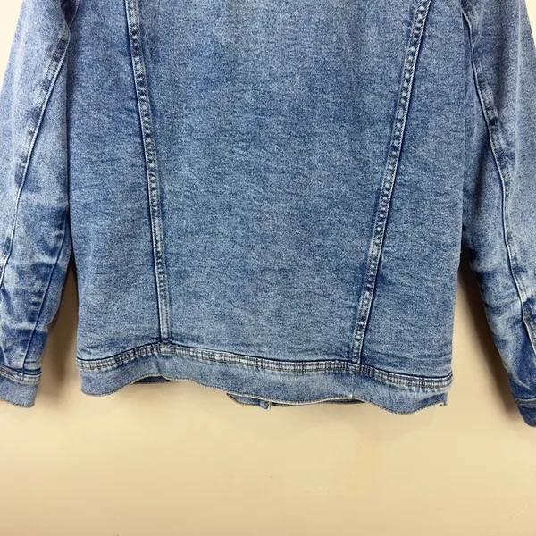Hollister Women’s Size M Blue Denim Jacket Faux Shearling Lined - Image 9