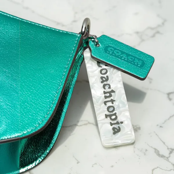 Coach Coachtopia Small Wavy Shoulder Bag Metallic Green Leather NWT CU873 New - Image 5