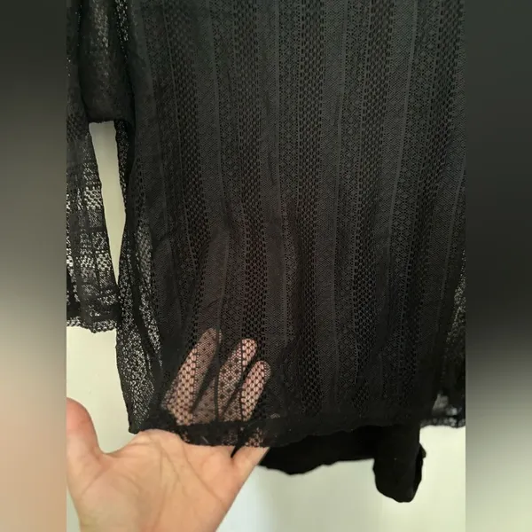 White House Black Market Black Lace Double Layer Long Sleeve Top Women's X-Small - Image 10