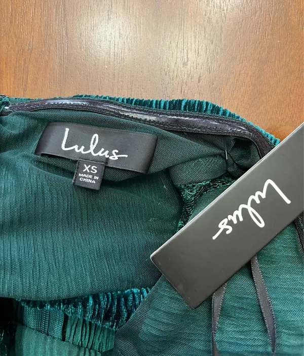 Lulus NWT Velvet Green Off the Shoulder Mini Dress Size XS - Image 7