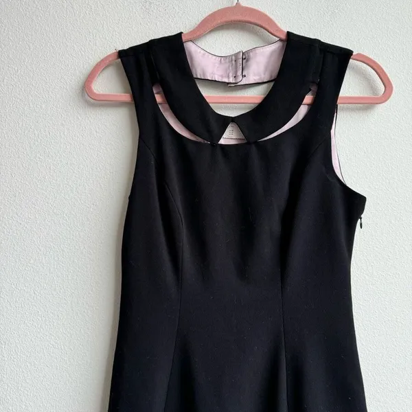 Anthropologie Postmark Dress 00 Black Cut Collar Peter Pan Retro Pin Up Cochette - Image 3