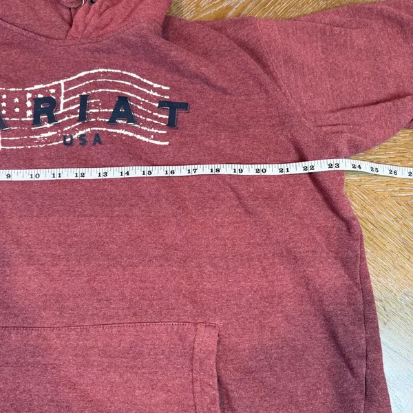 Ariat REAL USA Chest Logo Hoodie Red American Flag Sweatshirt Size XXL - Image 7