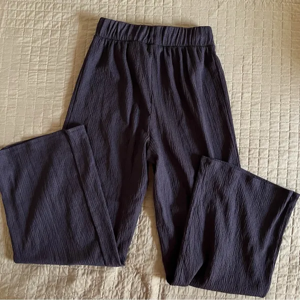 H&M Black Gauze Wide Leg Pants - Image 5