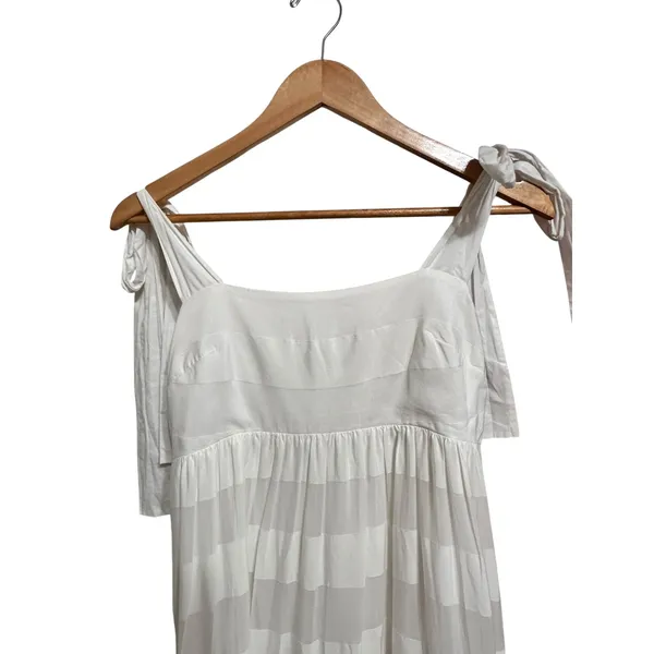 Zimmermann Women's Rosa striped midi Dress size‎ 3 tie shoulder cream cotton - Image 3