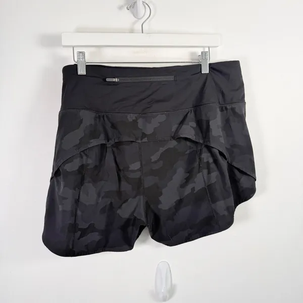 Lululemon Speed Up Short Long 4" Camo Deep Coal Black Athletic Gym Womens 14 - Image 3
