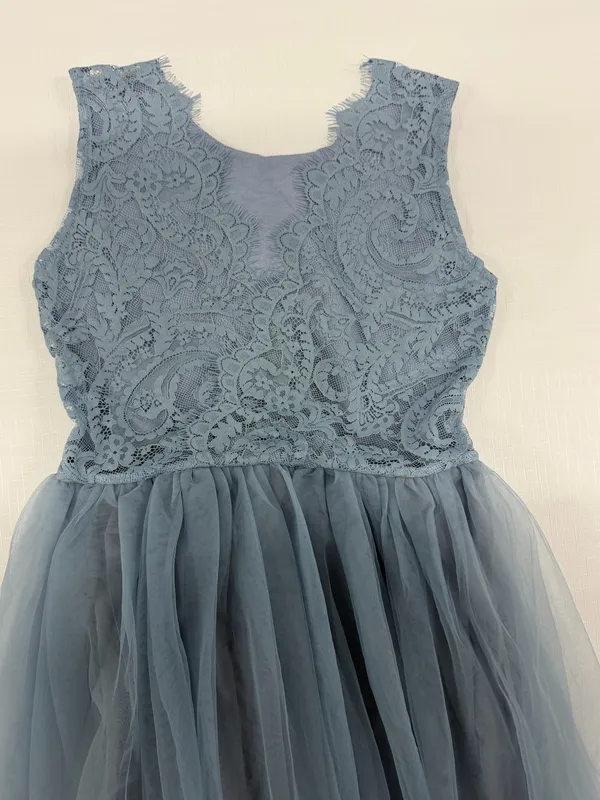 LalaMira Girls Dusty Blue Lace Tulle Sleeveless Formal Gown Dress Size 12Y NWT - Image 7