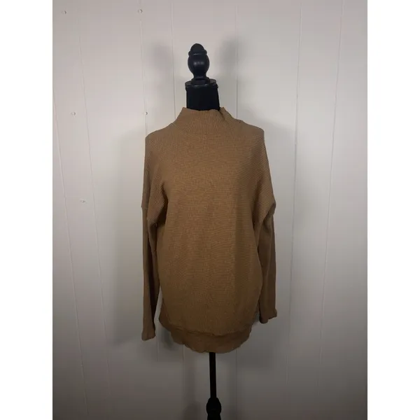 Free People We The Free Cognac Long SLeeve Tunic oversized‎ sweater Xs Mock Neck - Image 2