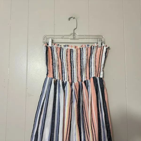 Free People Lilah Stripe Midi Dress Strapless Button Front Cotton Size S - Image 6