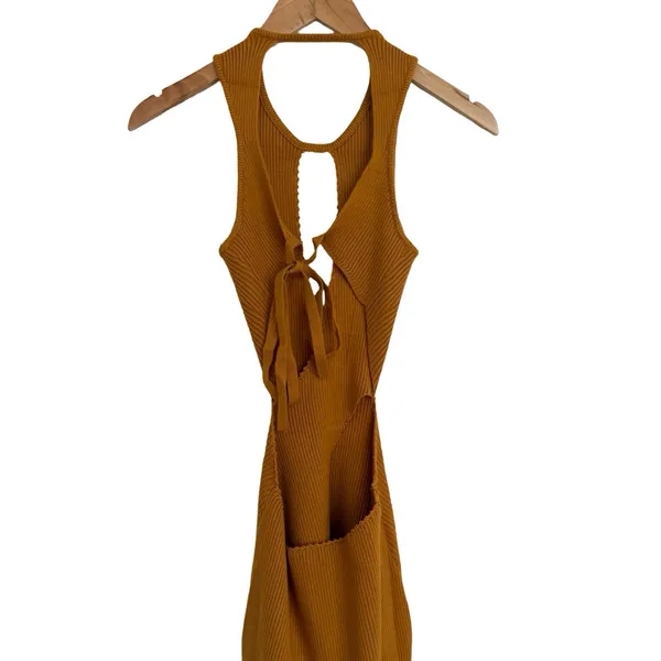 NWT For Love & Lemons Maggie Midi Knit Dress In Orange Size S Small - Image 6