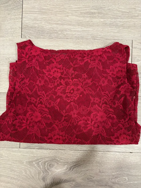 SheIn Red Sheer Red Lace Top - Image 2